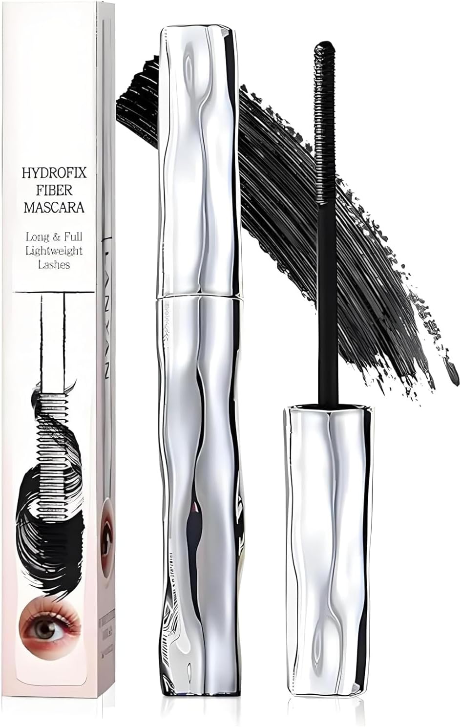 Felvaris Waterproof Fibre Mascara,Tubular Eyelash Primer,Metal Wand for Lengthening and Curling, Smudge-Resistant Formula for Defined Lashes (1)