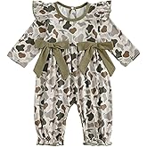 Santikisler Newborn Baby Girl Hunting Outfit Camo Ruffle Long Sleeve Romper Jumpsuit Smocked Bubble One Piece Clothes