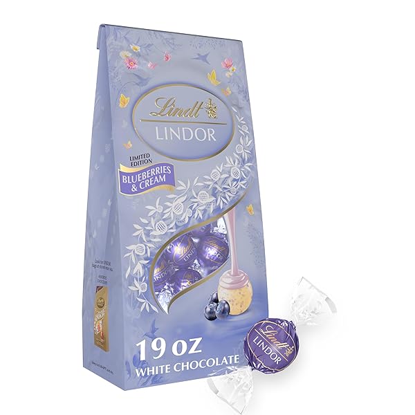 LINDT LINDOR BLUEBERRIES & CREAM WHITE CHOCOLATE TRUFFLES,...