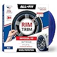 All-Fit Automotive Rim Trim – Durable DIY Car Exterior Accessories for Curb Rash Protection – Fits Up to Four 24” Wheels – Flexible, Durable Wheel Rim Protector (3/8″ Width/Blue)