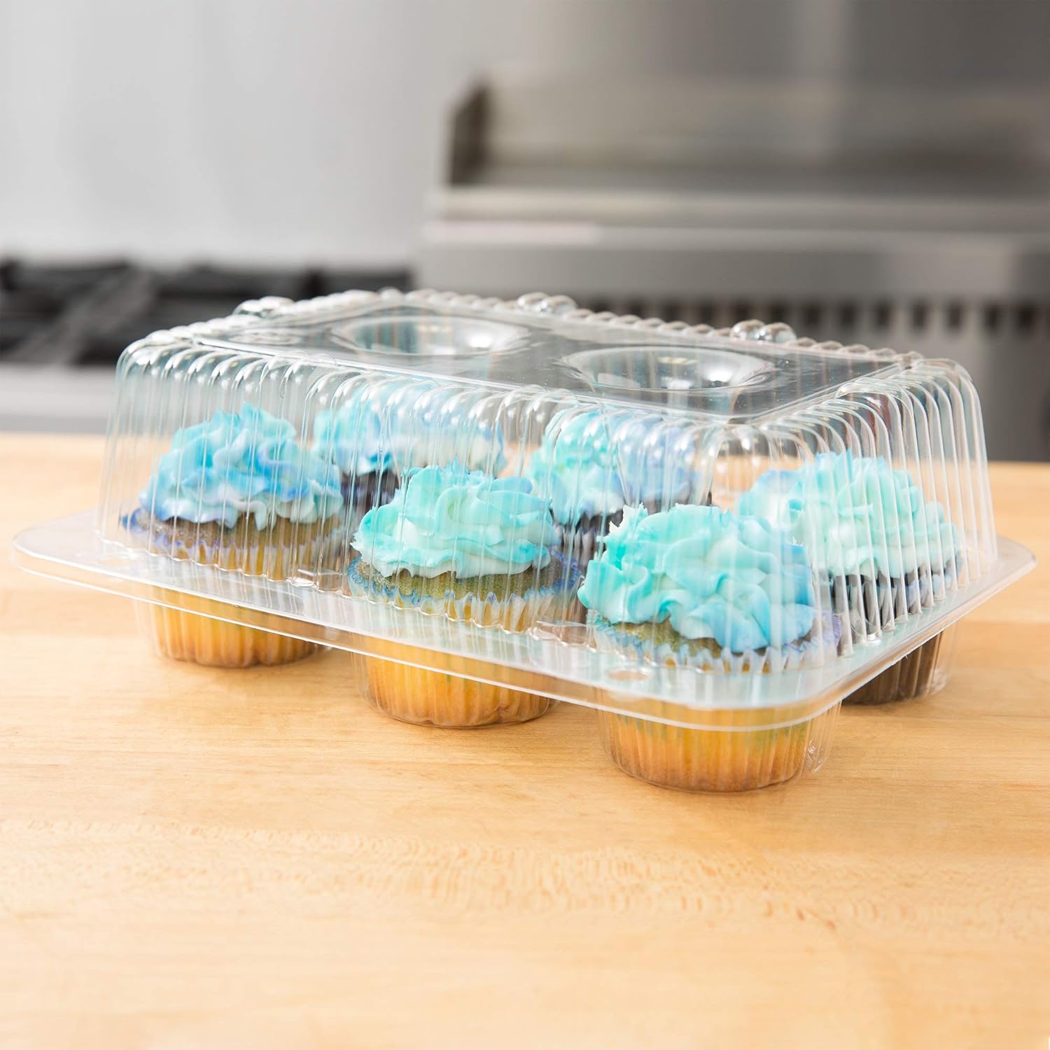 10 Cupcake Containers Plastic Disposable High Dome
