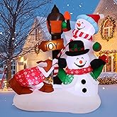 COMIN 6 FT Christmas Inflatables Outdoor Decorations Inflatable Dog and Snowman Blow Ups with Built-in LEDs for Yard Party Lawn Decor