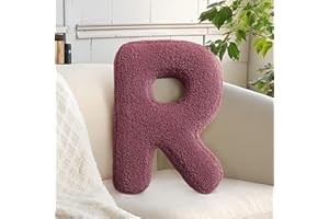 huraty Plush Letter Pillow Green Alphabet R Throw Pillow Cushion Lambs Wool Decor for Living Room Nursey Kids Gifts (R, 14.9" Lx11.8 W)
