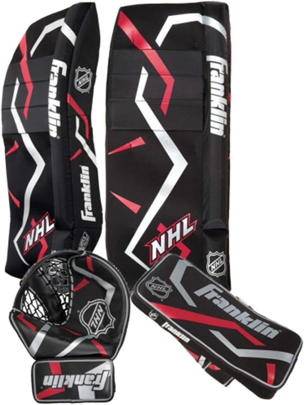 FRANKLIN PREFRK12095F4E2 NHL Street Hockey Goalie Set, Black/Red