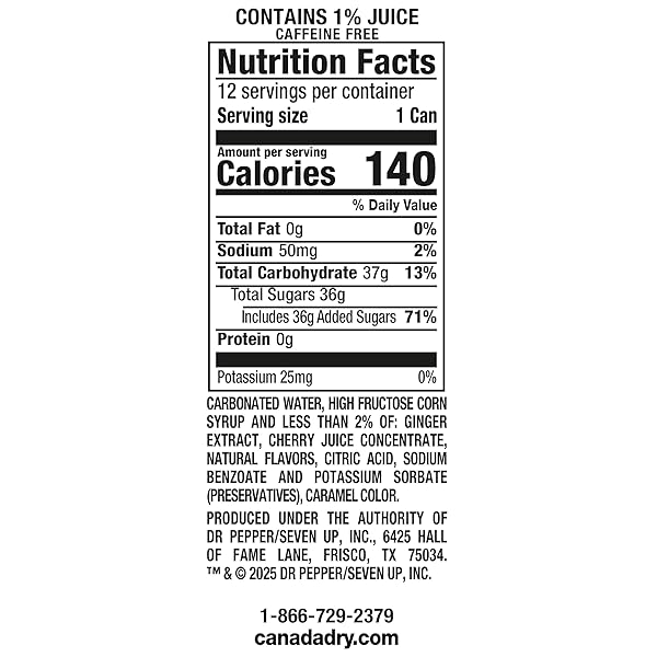 CANADA DRY CHERRY GINGERALE FRUIT SPLASH 12OZ, PACK OF 12