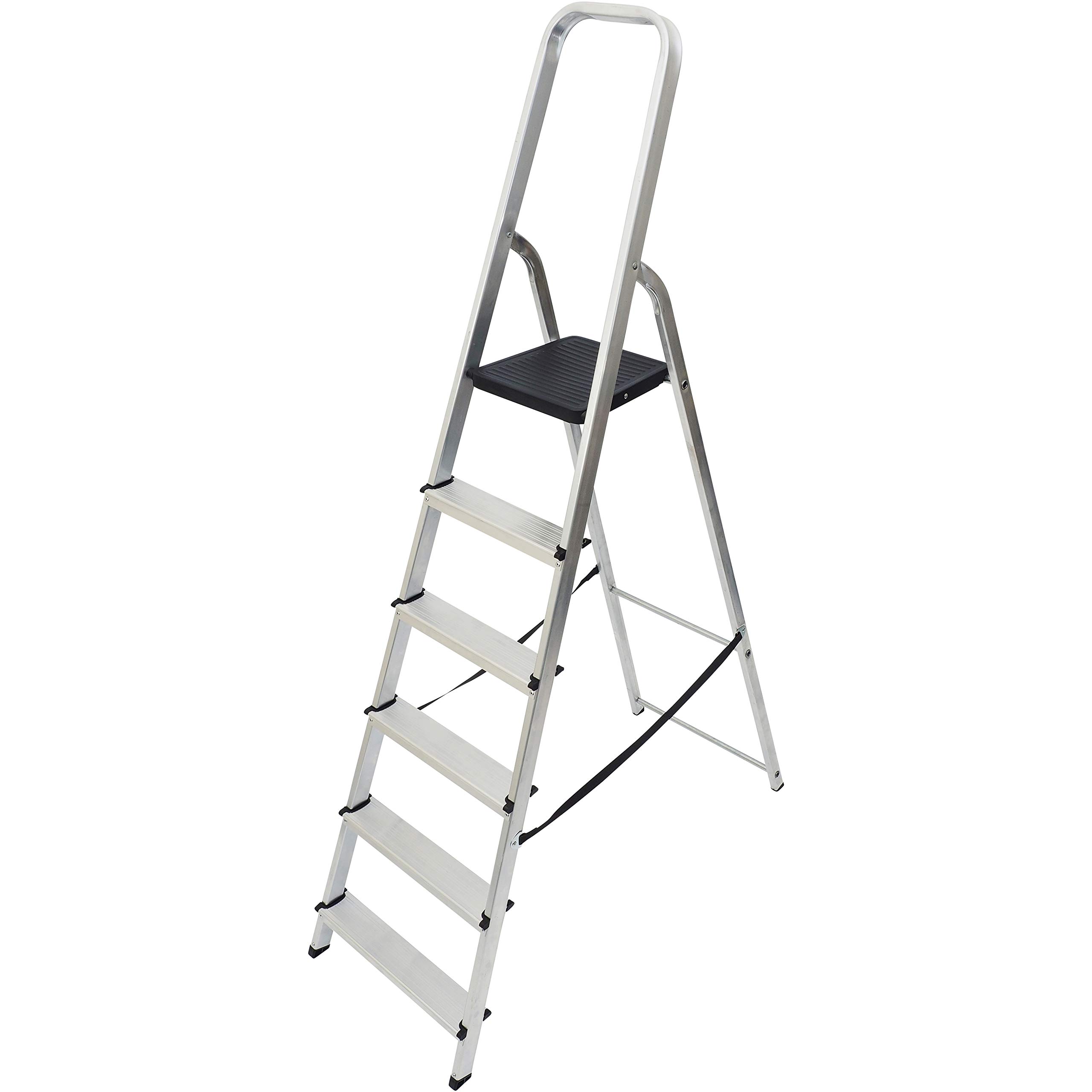 ABRU 1700618 High Handrail Stepladder-6 Tread, Silver, One Size