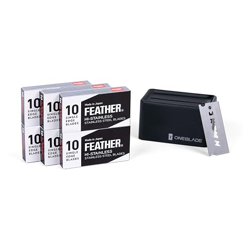 Japan Single Blade Razor 60 Feather FHS-10 Japanese Steel Razor Blades - Refill for OneBlade ...