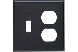 Leviton 2-Gang 1-Toggle 1-Duplex Device Combination Wallplate, Standard Size, Thermoplastic Nylon, 80705-E, Black