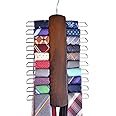 Umo Lorenzo Premium Wooden Necktie and Belt Hanger, Walnut Wood Center Organizer and Storage Rack with a Non-Slip Finish - 20