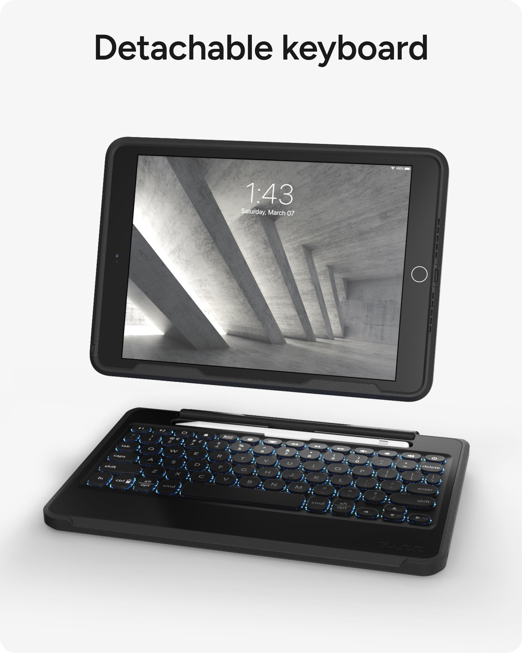 ZAGG Rugged Book iPad Case with Detachable Magnetic-Hinged Keyboard for iPad Air 3, iPad Pro 10.5