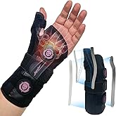 Jupiter Left Hand Wrist Brace with Thumb Support - Day & Night Splint for Carpal Tunnel, De Quervains Tenosynovitis, Tendonitis - L/XL - Women & Men,Black-Pink