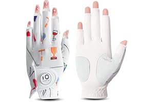 FINGER TEN Stylish Golf Gloves Women with Ball Marker 1 Pack for Left or Right Hand, Breathable Glove with Fashion Patterns for Ladies Right Left Handed Golfer