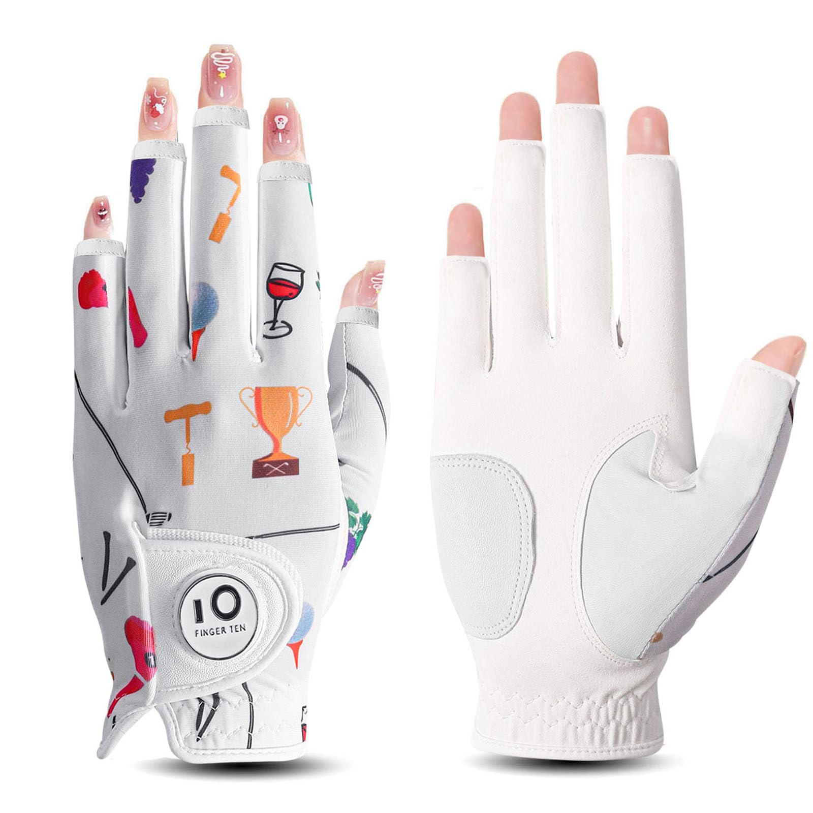 Weathersof Opti-Color Ladies Golf Glove Value Pack - Cabretta Leather, Full Finger/Nail Colors, Ball Marker, Left Hand (Worn on Left Hand) — image 1