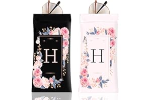 Anikathy 2Pcs Initial Letter Sunglass Eyeglass Glasses Case Soft PU Leather with Cleaning Cloth Cute for Men Women Girs