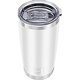 WETOWETO 20oz Insulated Stainless Steel Tumbler, Double Wall Vacuum Leak-proof Travel Coffee Mug, Powder Coated Water Cup (White, 1 Pack)