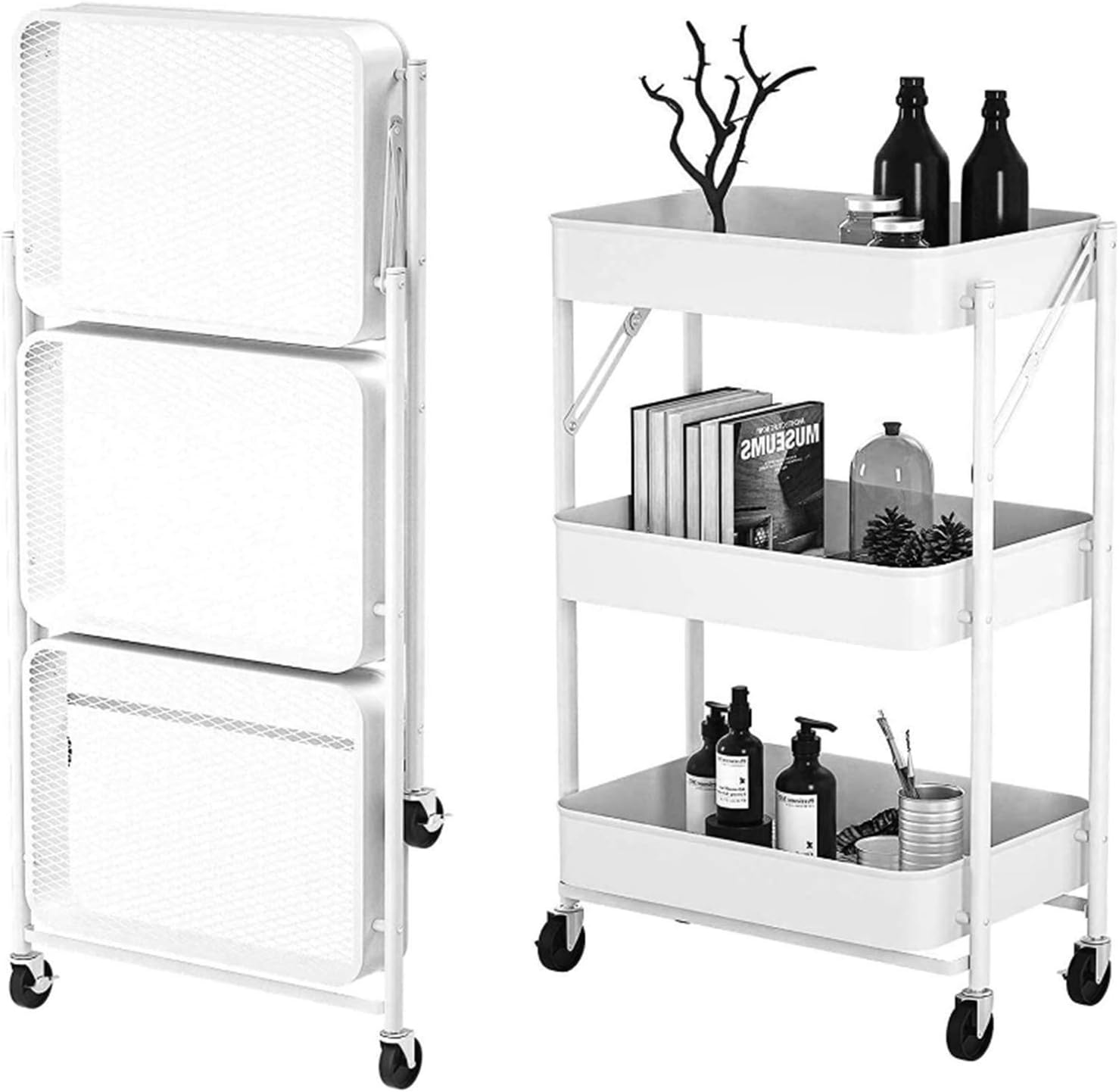 Carrito CXIA Almacenamiento Plegable 3 Niveles, Organizador Multiusos