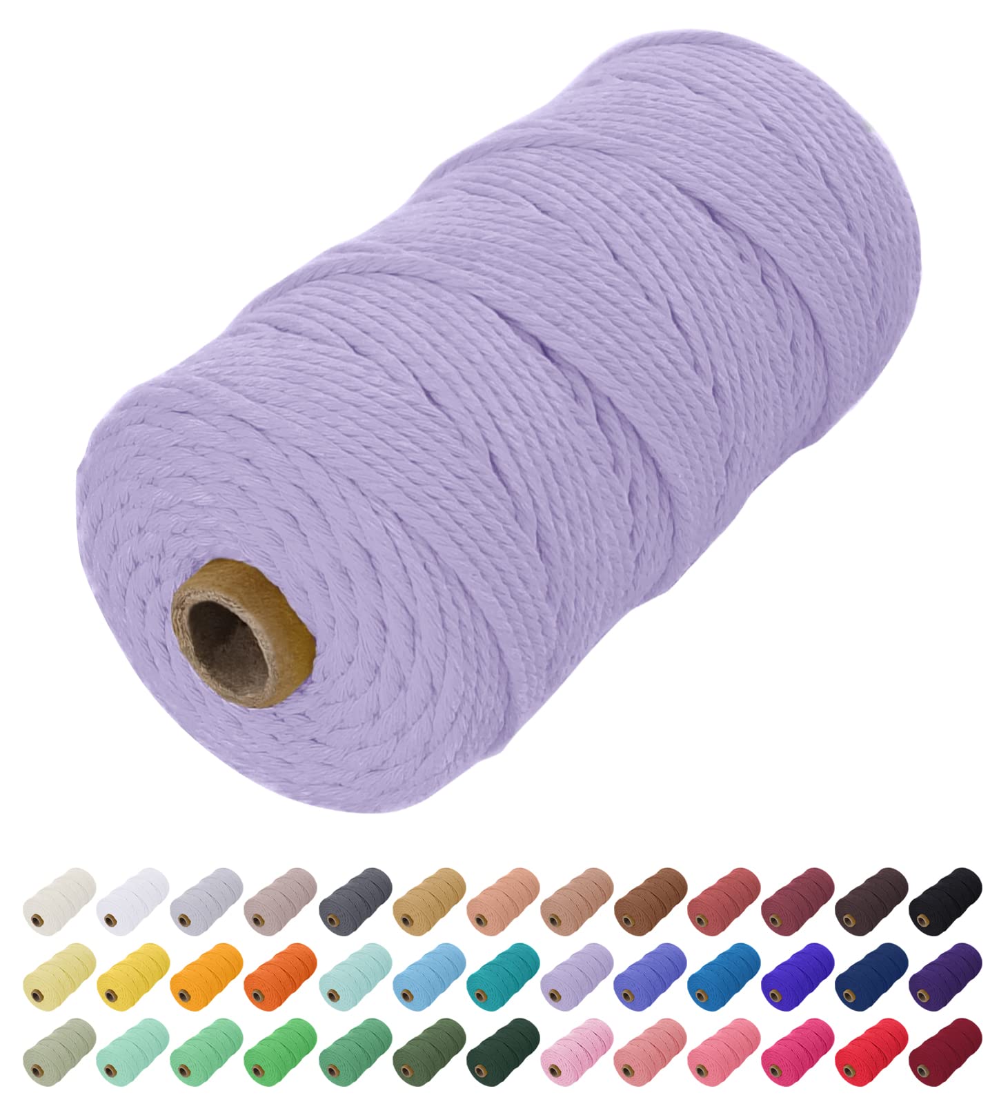 Uiopa Macrame Cord 2mm x 200m, Thick Rope Yarn Natural Cotton Cord, Macrame String for DIY Crafts, Plant Hangers, Wall Hangings, Decorations (Purple) — image 1