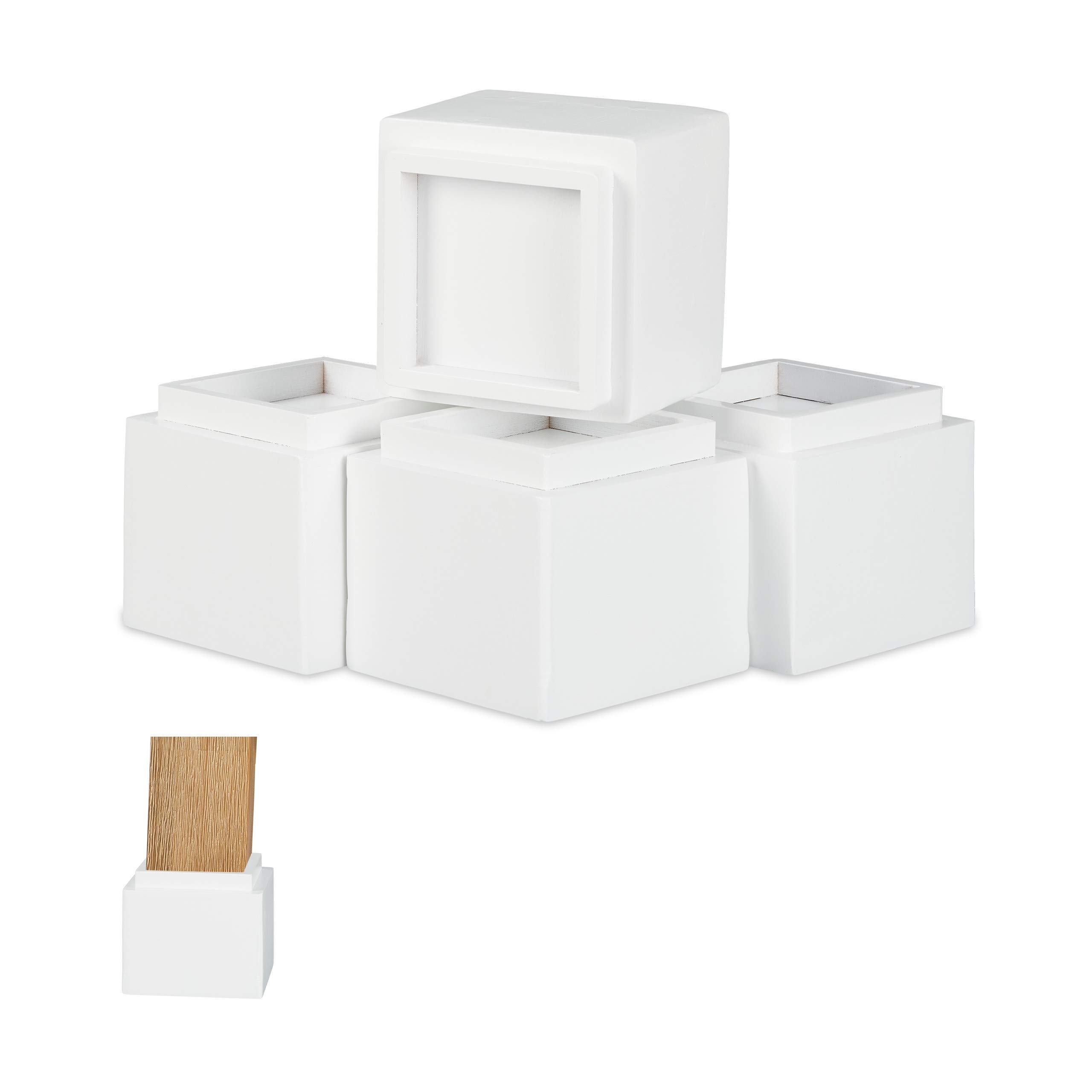 Relaxdays Furniture Riser Set Of 4, 8.5 cm Rise, Table, Chairs, Beds, Elephant Feet, 10x11.5x11.5 cm, White