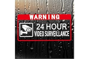 HMDZMR Video Surveillance Sign 2" x 4"Security Sign 24 Hour Camera Warning Security Decal Self Adhesive Security Stickers for
