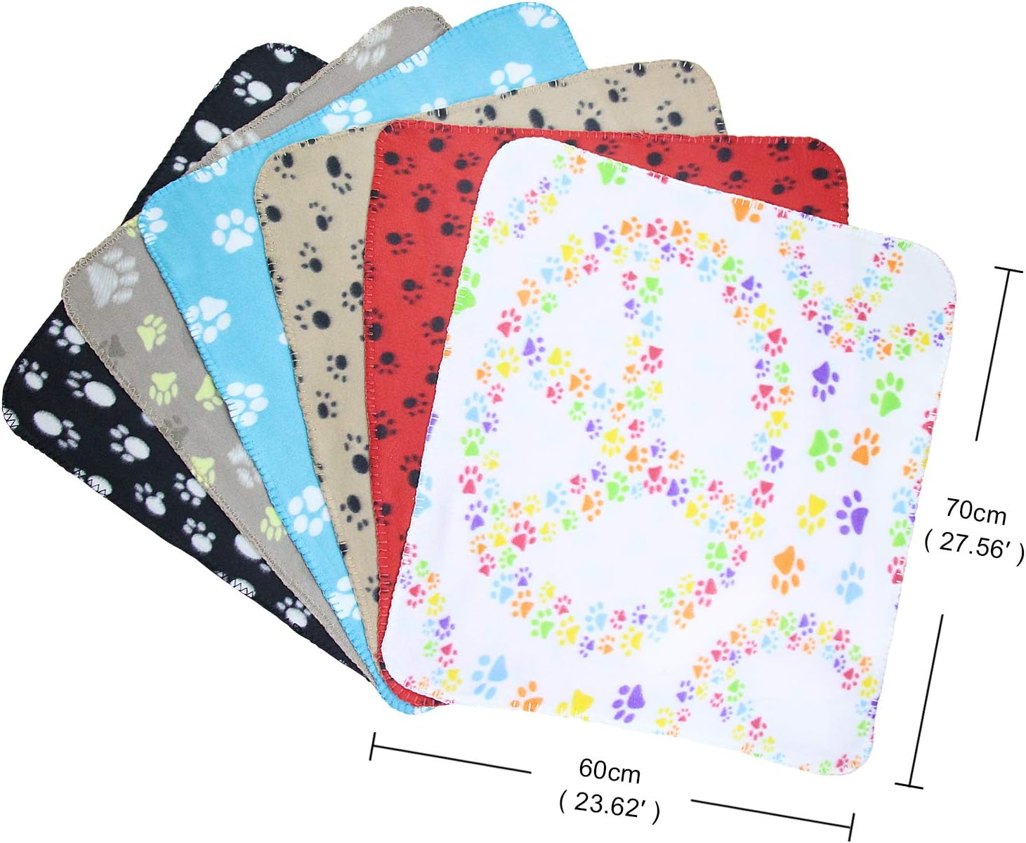 AK KYC 6 Pack Mixed Puppy Blanket Cushion Dog Cat Fleece Blankets Pet Sleep Mat Pad Bed Cover with Paw Print Kitten Soft Warm Blanket for Animals : Pet Supplies