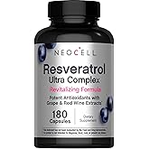 NeoCell Resveratrol Complex 1800 mg | 180 Capsules | Revitalizing Formula | Potent Antioxidant Supplement | Grape & Red Wine Extract