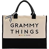 EDCTO Grammy Things Canvas Tote - Novelty Grammy Gift, Cotton Canvas Utility Tote for Shopping & Grocery, Beach Bag, Birthday & Mother's Day Gift