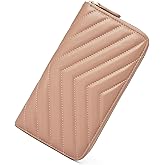 DORIS&JACKY Women Leather Wallet Rfid Blocking Large Capacity Zipper Around Travel Wristlet Bags