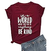 DANVOUY Womens V-Neck Cute Funny Letter Print Graphic T Shirt Short Sleeve Tops