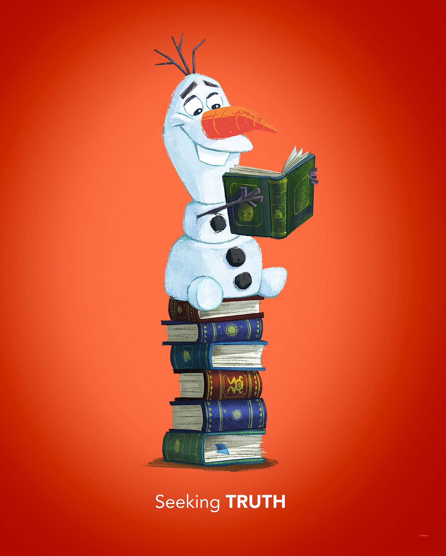 Komar Disney Frozen Olaf Reading Wall Picture for Nursery, Baby Room, Decoration Art Print Without Frame Available in 3 Sizes, Colourful, WB068-40x50