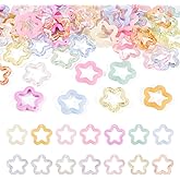 Spritewelry Colorful Star Charms for Jewelry Making Acrylic Hollow Star Charms for Christmas Tree Decor Mini Pentagram Dangle Pendants for Women Birthday Valentine Gifts
