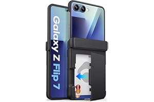 ASAFCASE for Samsung Galaxy Z Flip 7 Case Wallet with Card Holder (3 Cards) & Hinge Protection & Outer Screen Protector, Shockproof Rugged Cover Phone Case for Samsung Galaxy Z Flip 7 5G 2025, Black