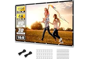 Projector Screen 150 inch, Taotique 4K Movie Projector Screen 16:9 HD Foldable and Portable Anti-Crease Indoor Outdoor Projection Double Sided Video Projector Screen for Home, Party, Office, Classroom