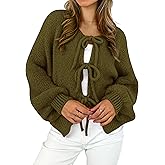 MASCOMODA 2025 Bow Tie Front Cardigan Sweaters for Women Fall Winter Oversized Long Sleeve Open Front Chunky Sweater Coats