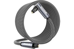 VANAUX 90 Degree Optical Cable, 16.5ft SPDIF Audio Optical Cable, 360 Degree Rotatable L Shaped Right Angle Digital Toslink M