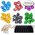 Paxcoo 7 x 7 (49 Pieces) Polyhedral Dice with Pouches for Dungeons and Dragons DND RPG MTG D20 D12 D10 D8 D4