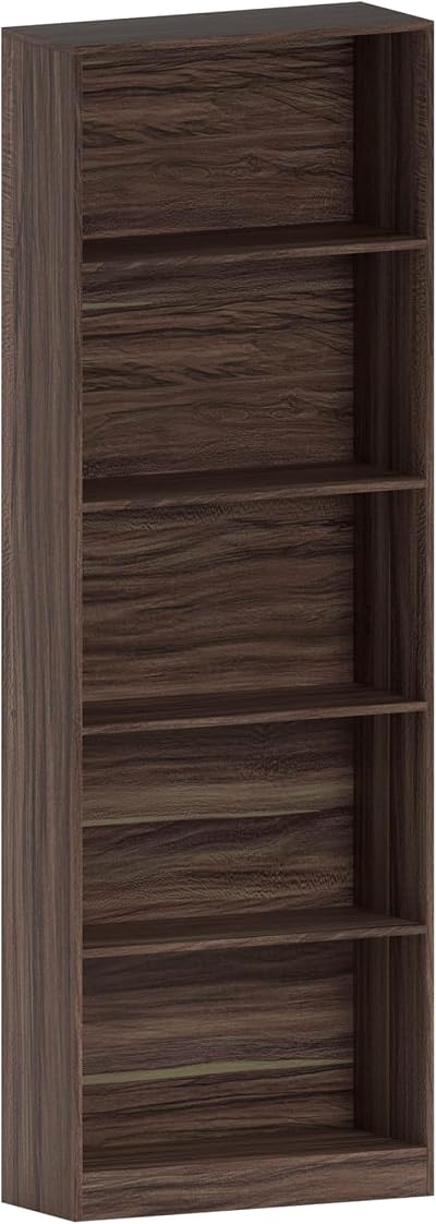 Vida Designs Cambridge 5 Tier Extra Large Bookcase Walnut Wood Shelving