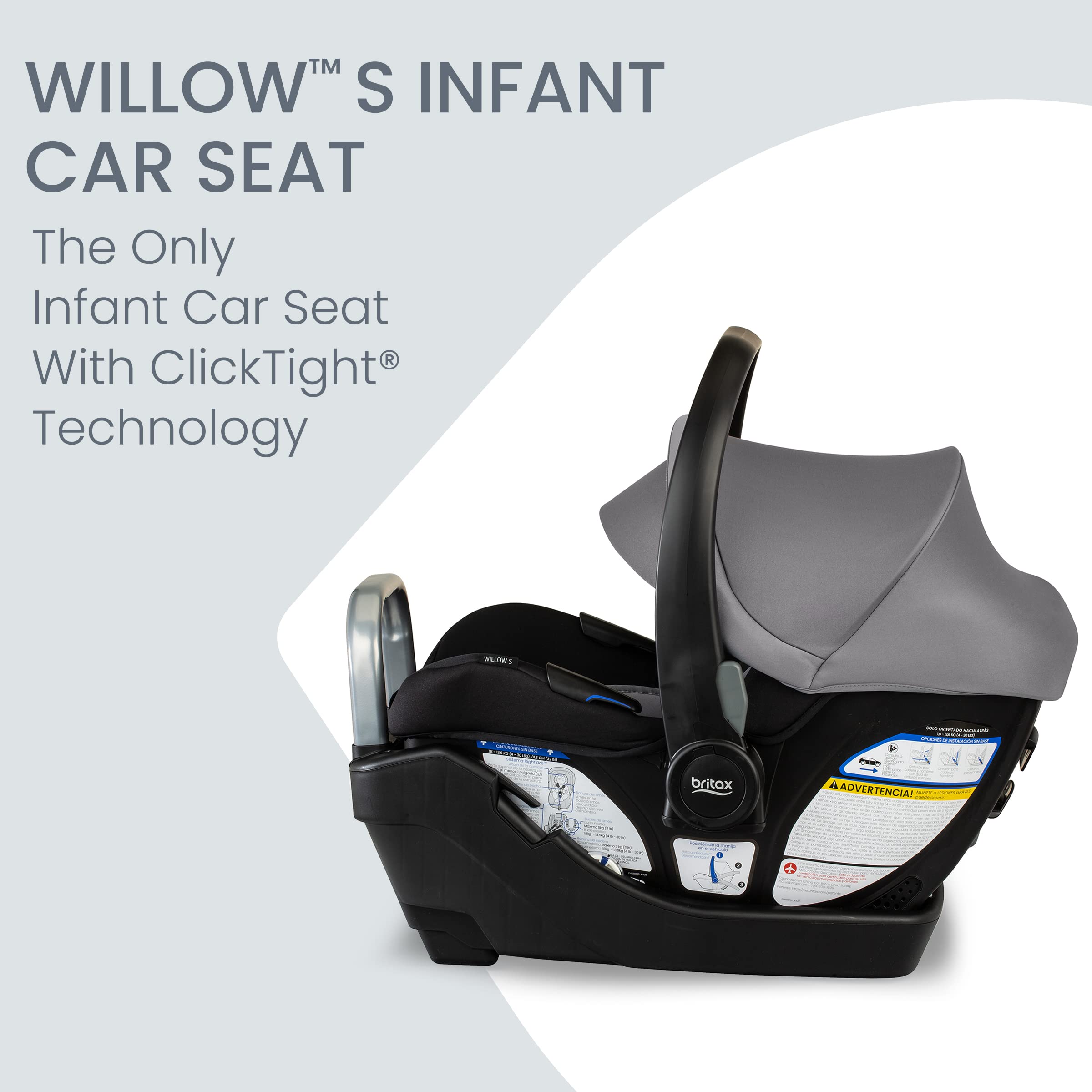 Britax Willow S Infant Car Seat with Alpine Base, ClickTight Technology, Rear Facing Car Seat & BOB Gear® Wayfinder™ Jogging Stroller Infant Car Seat Adapter, Compatible with Select Britax, Nuna
