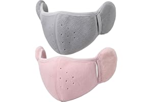 Winter Face Mask for Women Men 2PCS Warm Windproof Half Face Mask with Ear Cover Breathable for Winter Cold Weather Half