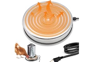 GIFANK [Clearance] Heated Chicken Waterer Stainless Steel Poultry Drinker Heater Base 110v 9.7In Constant Temperature Chicken Water Heater with Anti Bite Cord for Winter for 1-5 Gallons Buckets
