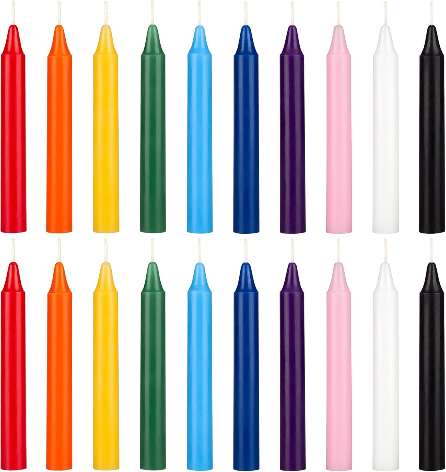 Candles & Holders - Mega Candles 20 pcs Unscented Assorted Colors Exquisite Mini Taper Candle, 4 Inch Tall x 1/2 Inch Diameter, Supreme Chimes, Enchantment, Rituals, Casting Spells, Witchcraft, Wiccan, Metaphysical