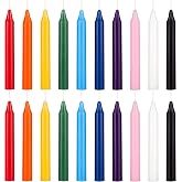 Mega Candles Mini Taper Chime Spell Candle 20 Count 4" x 1/2" Assorted | Unscented, Clean Burning up to 2 hours, Premium Wax, Cotton Wick, Great for Casting Rituals, Spells, Altar and Magic