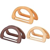 PH PandaHall 6pcs Wood Purse Handle, 3 Color Decorative Bag Handle Replacement D Shape Bag Handle Handmade Purse Handle Tool for Straws Beach Bags Canvas Handbags Making, 5.9 inch