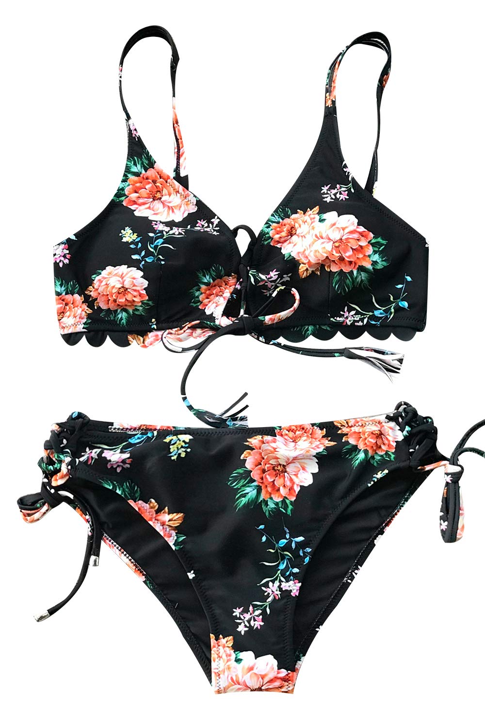 Cupshe Orange Blossom Lace Up Bikini My XXX Hot Girl