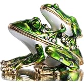 Waltz&F Child and mother tree frog Hand-Painted Trinket Box Animal Jewelrybox Figurine Collectible Ring Holder with Gift Box