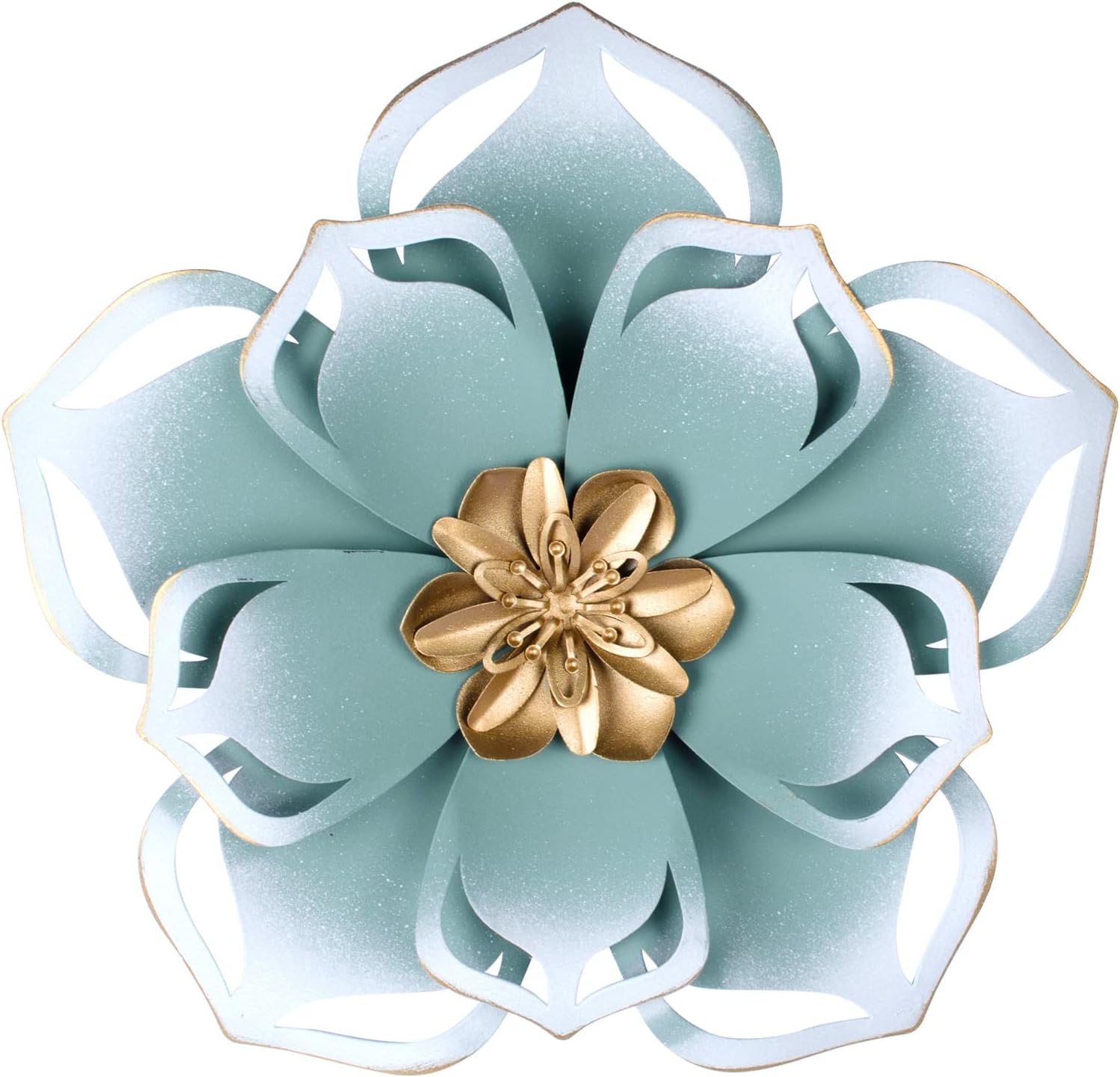 Plaques & Wall Art - Reflinto Farmhouse Metal Flower Wall Decor 9.5inches 3D Wall Sculptures Flowers for Bedroom, Bathroom, Office, Nursery - Rustic Metal Outdoor Wall Art for Fence, Porch, Gallery, Yard, Garden