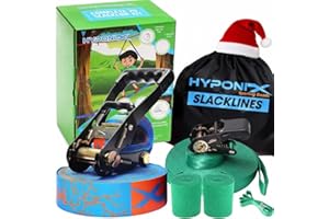 HYPONIX SPORTING Slackline Kit 70' with Training Line – Slack Lines for Backyard Fun, Balance Rope for Kids & Adults, Dual Gear Ratchet, Heavy-Duty 440lbs Rating, Easy Setup, Includes Carrying Bag & Giftable Box