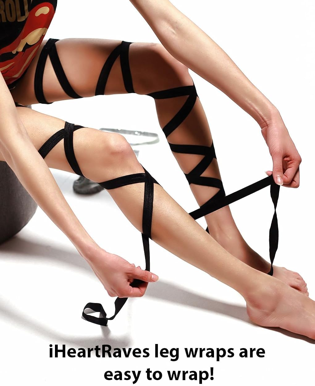 iHeartRaves Pair of Non-Slip Leg Wraps for Festivals, Costumes, Club(Black): Adult Exotic Hosiery: Clothing