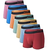 DAVID ARCHY Mens Trunks Underwear Bamboo Rayon 7-Pack, Breathable & Cool Boxer Briefs with Support Pouch