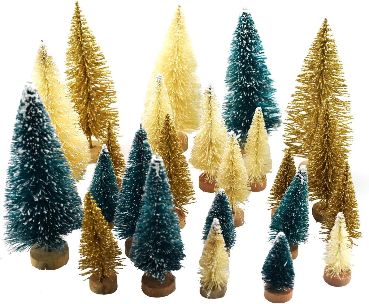 24 Pieces Artificial Mini Christmas Sisal Snow Frost Trees