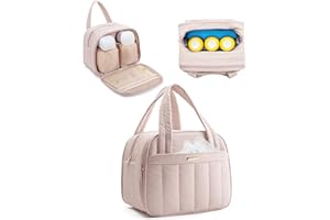 Marscamd Quilted Wearable Breast Pump Bag with Cooler Compartment, Wearable Pump Case Compatible with Momcozy and Most Brand Hands-Free Breast Pumps, Dusty Pink